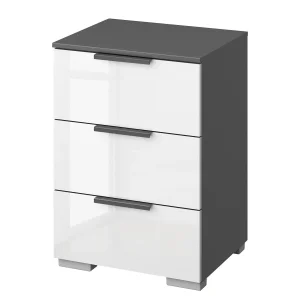 SKOP noćni stočić x3, visoki sjaj bela/grafit, 40x62x42 cm