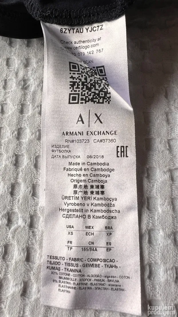 ARMANI EXCHANGE ORIGINAL zenski crni tanji duks XS - S