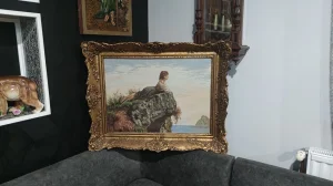 Vilerov goblen devojka na steni  u duplom masivnom ramu