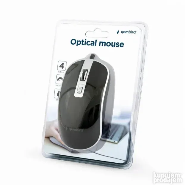 USB optički miš 800-1200Dpi 4 tastera Gembird MUS-4B-06-BS