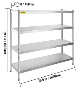 Polica od celika 4 police 1800 x 450 x 1500 mm