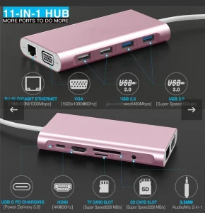 HUB USB TYPE-C  11 in 1 s priključkom PD, RJ45 VGA TOTU
