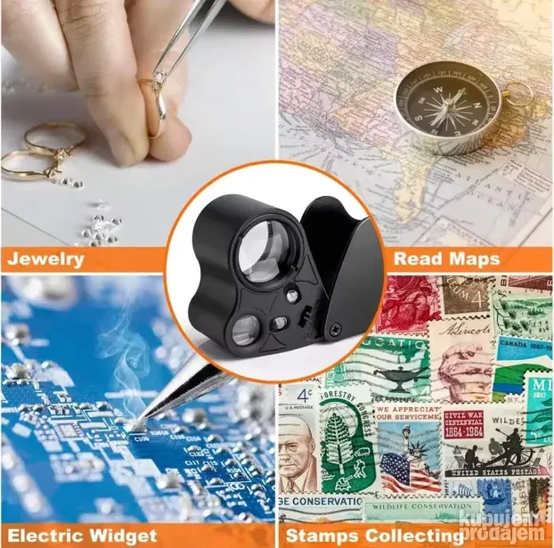 Magnifying Glass Jewelry LED Loupe Zoom 60x puta Lupa
