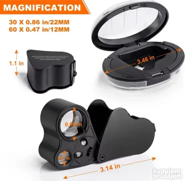 Magnifying Glass Jewelry LED Loupe Zoom 60x puta Lupa