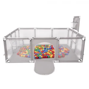 Ogradica za bebe sa lopticama golom i kosem Siva