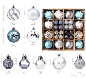 Silver-Blue Shine set - 44 magična ukrasa za jelku u srebrni