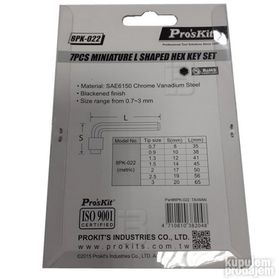 Imbus ključevi mini set inbus ključ ProsKit 8PK-022 - KupujemProdajem