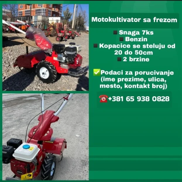 Motokultivator sa vucnom frezom 7ks benzin