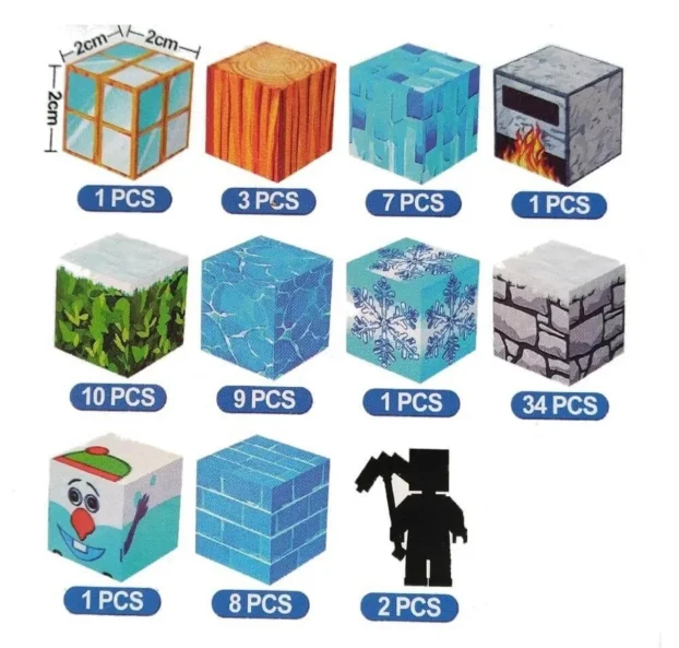 Minecraft magnetne kockice Set kocke 198 6 figuruca 3 dezena