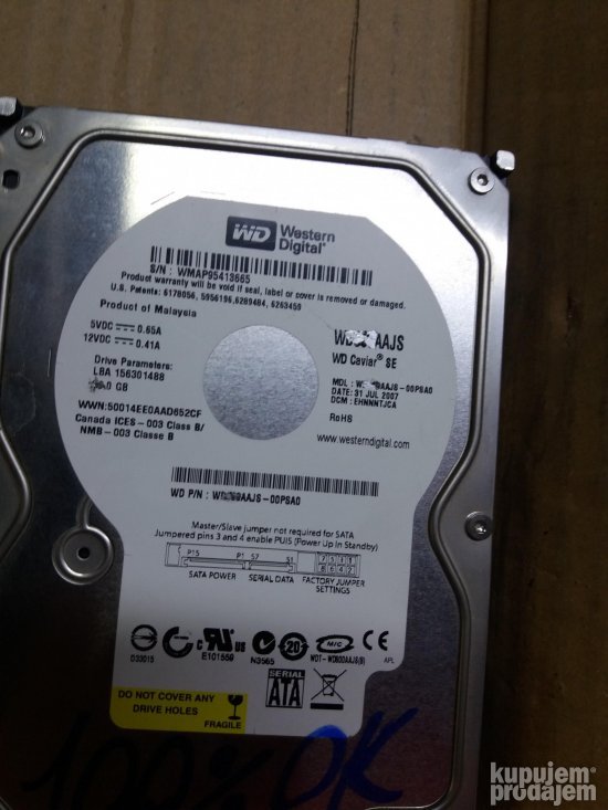 Hitno! WD 80GB Sata 100% ispravan