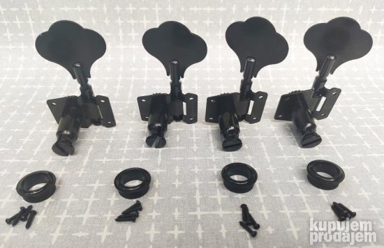 Čivije za bas, slonovo uvo, 4R komplet , crne