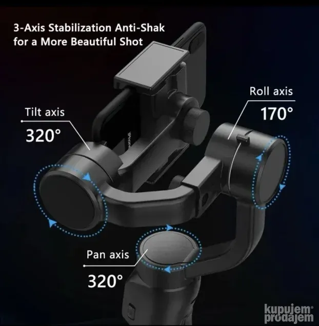 Gimbal STABILIZATOR tripod i teleskop 3 AXIS punjivi drzac