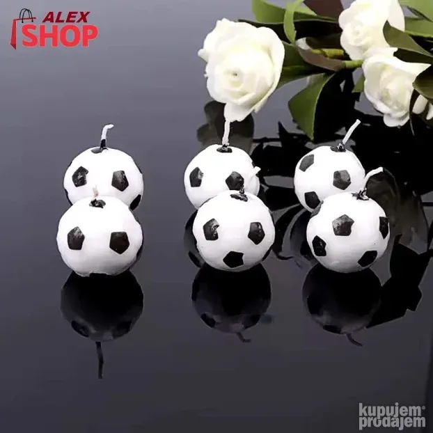 Svećice za tortu u obliku fudbalske lopte set od 5komada