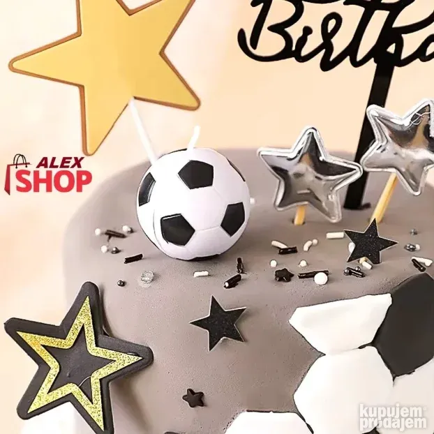 Svećice za tortu u obliku fudbalske lopte set od 5komada