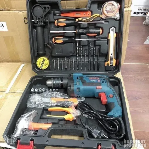 Vibraciona bušilica bosh 1200w sa dodacima u koferu novo  48