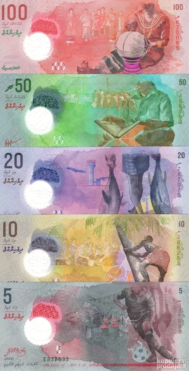 MALDIVES Maldivi 5, 10, 20, 50 i 100 Rufiya 2015/24 UNC