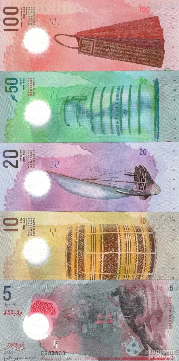 MALDIVES Maldivi 5, 10, 20, 50 i 100 Rufiya 2015/24 UNC