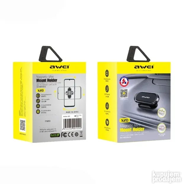 Drzac za mobilni telefon AWEI X20 magnet crni