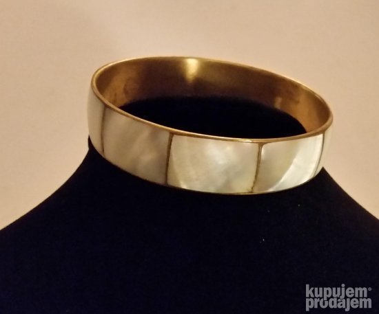 Stara Prelepa siroka narukvica od mesinga i sedefa