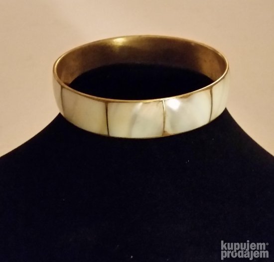 Stara Prelepa siroka narukvica od mesinga i sedefa