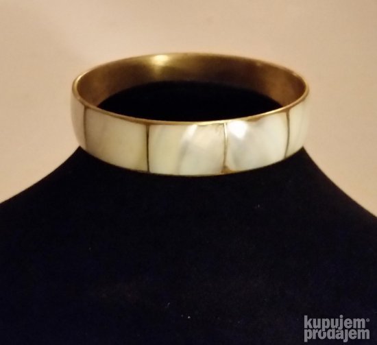 Stara Prelepa siroka narukvica od mesinga i sedefa