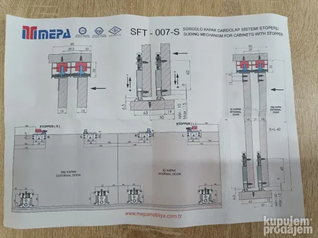 Mehanizam za klizni plakar Mepa-okov za namestaj
