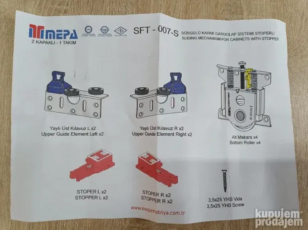 Mehanizam za klizni plakar Mepa-okov za namestaj