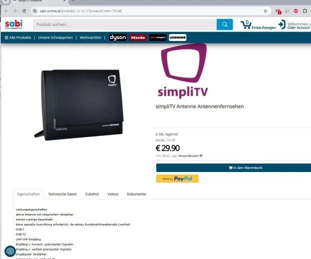 Digitalna Sobna antena za TV DVB-T2  - SimplyTV