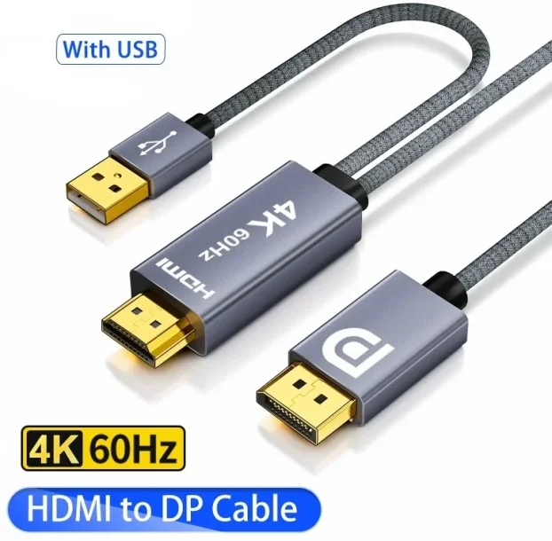 HDMI na DisplayPort kabl 1m 2m 4K 60Hz kabl 2K 144Hz DP 1.2