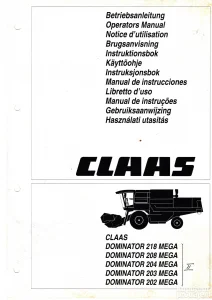 Claas Dominator Mega II 202 203 204 208 218 Uputstvo