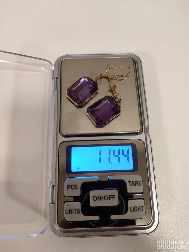 Egipatske zlatne minđuše - Ametist (750) 18k - 11,44g
