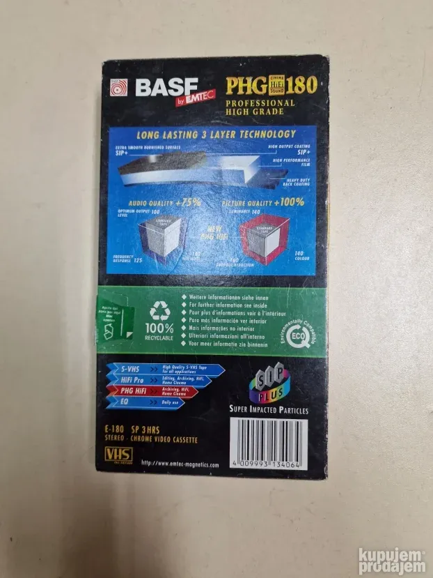 BASF PHG 180 HiFi HG VHS stereo video kasete