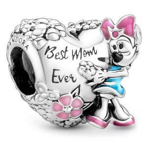 PANDORA privezak Best Mom Ever Minnie Mouse srebro ale s925