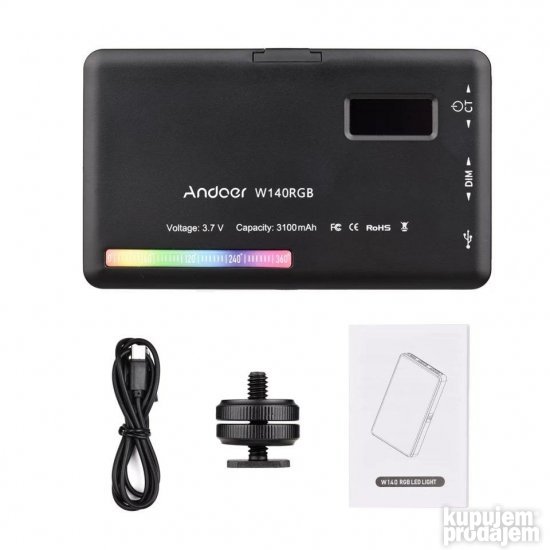 Andoer W140 RGB LED Video Foto Reflektor 2500K-9000K NOVO