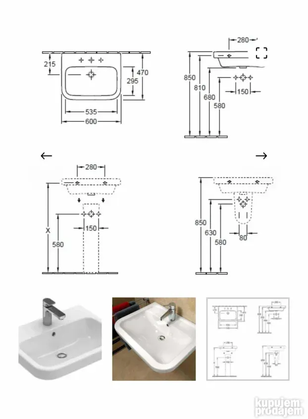 Lavabo Villeroy & Boch Architectura 60 cm