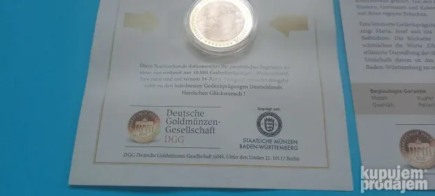 Rodjenje Hristovo pozlacen novcic 24 karata