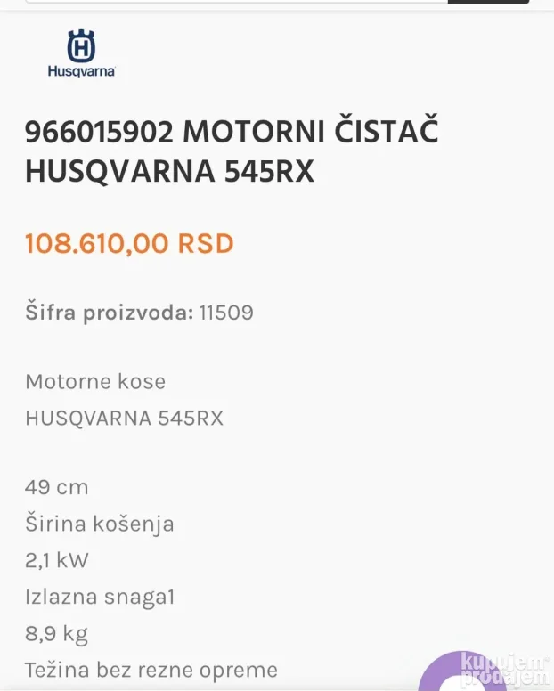 Motorni trimer Husqvarna 545RX Cistac,profi,2,8ks,uvoz CH