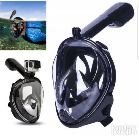 Maska za ronjenje sa drzacem za Gopro kameru Crna