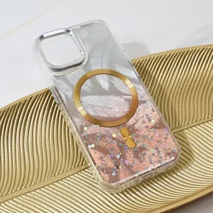 Torbica Magsafe Glitter za iPhone 13 6.1 - Zlatna