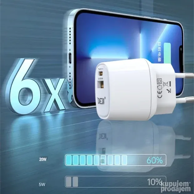 Punjac Deji GaN USB-C + USB-A 20W A88