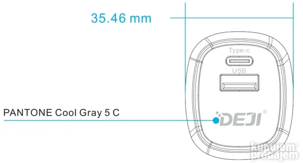 Punjac Deji GaN USB-C + USB-A 20W A88