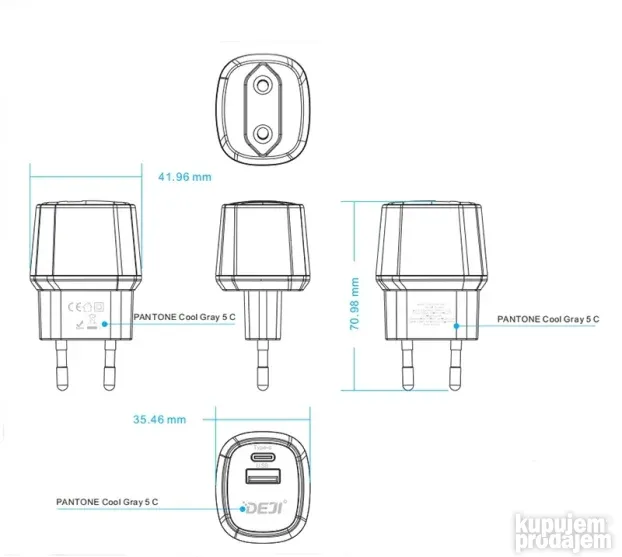 Punjac Deji GaN USB-C + USB-A 20W A88
