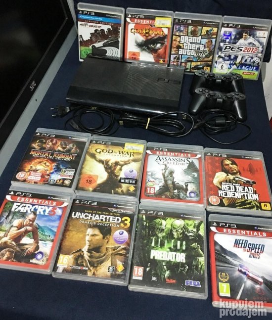 ČIPOVAN Sony Playstation 3 PS3 500GB, 2 kontrolera,50+ igara