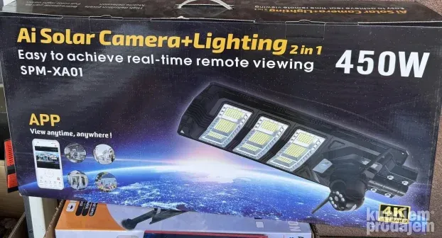 Solarna 4g sim free kamera spoljasnja sa reflektorom 450 W
