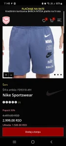 Nike pamucni sorc za dečaka vel 134 140