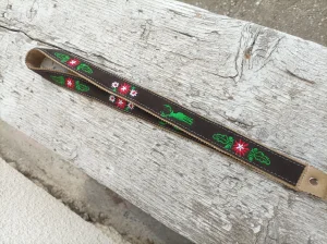 Kožni lovački vezeni kaiš za ključeve/povodac