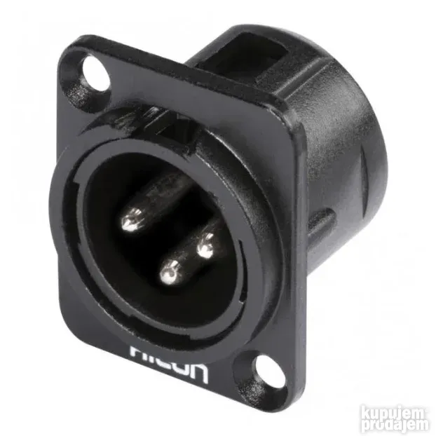 HICON HI-X3DM-M Konektor XLR 3-polni muški, ugradni, crniab