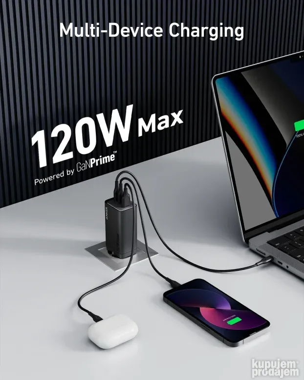 Anker 737 Charger 120W GaN Punjac za Macbook iPhone Samsung