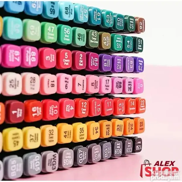 Veliki set dvostranih flomastera i markera sa torbicom