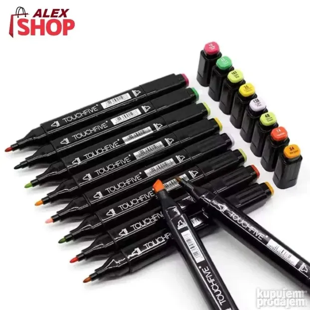 Veliki set dvostranih flomastera i markera sa torbicom